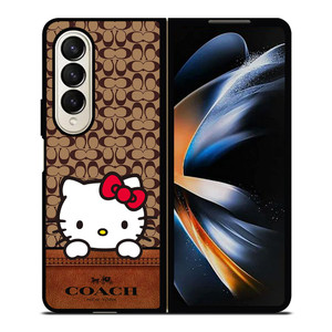 COACH NEW YORK LOGO HELLO KITTY BROWN Samsung Galaxy Z Fold 4 Case Cover COACH NEW YORK LOGO HELLO KITTY BROWN Samsung Galaxy Z Fold 4 Case Cover