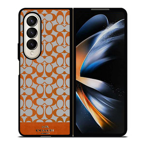 COACH NEW YORK LOGO PATTERN ORANGE EMBLEM Samsung Galaxy Z Fold 4 Case Cover