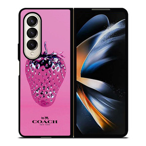 COACH NEW YORK LOGO SILVER STRAWBERRY ICON Samsung Galaxy Z Fold 4 Case Cover COACH NEW YORK LOGO SILVER STRAWBERRY ICON Samsung Galaxy Z Fold 4 Case Cover