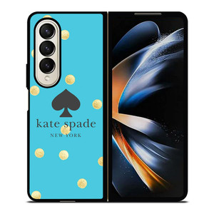 KATE SPADE NEW YORK LOGO BLUE GOLDEN POLKADOTS Samsung Galaxy Z Fold 4 Case Cover KATE SPADE NEW YORK LOGO BLUE GOLDEN POLKADOTS Samsung Galaxy Z Fold 4 Case Cover