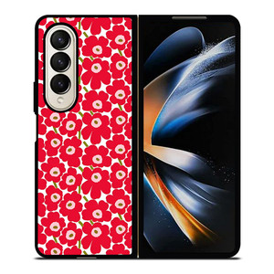 MARIMEKO PATTERN RED POPPY FLOWER Samsung Galaxy Z Fold 4 Case Cover