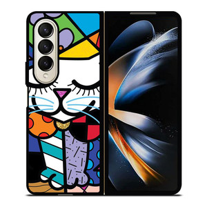 ROMERO BRITTO SERENE CAT ART Samsung Galaxy Z Fold 4 Case Cover