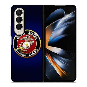 UNITED STATES US MARINE CORPS LOGO BLUE Samsung Galaxy Z Fold 4 Case Cover UNITED STATES US MARINE CORPS LOGO BLUE Samsung Galaxy Z Fold 4 Case Cover
