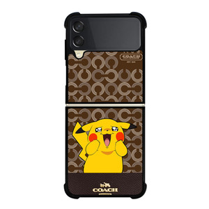 COACH NEW YORK LOGO BRWON EMBLEM X PIKACHU POKEMON Samsung Galaxy Z Flip 3 Case Cover COACH NEW YORK LOGO BRWON EMBLEM X PIKACHU POKEMON Samsung Galaxy Z Flip 3 Case Cover