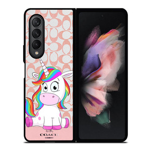 COACH NEW YORK LOGO CUTE UNICORN Samsung Galaxy Z Fold 3 Case Cover