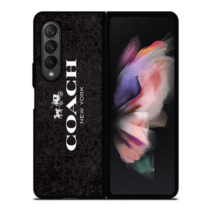 COACH NEW YORK LOGO ON BLACK FABRIC Samsung Galaxy Z Fold 3 Case Cover