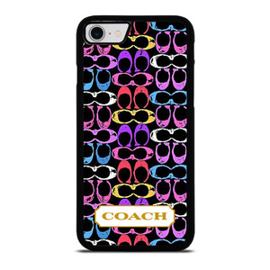 COACH NEW YORK COLORFULL BLACK PATTERN EMBLEM iPhone SE 2022 Case Cover