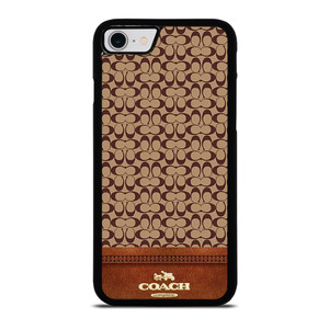 COACH NEW YORK LOGO BROWN LEATHER iPhone SE 2022 Case Cover