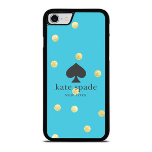 KATE SPADE NEW YORK LOGO BLUE GOLDEN POLKADOTS iPhone SE 2022 Case Cover