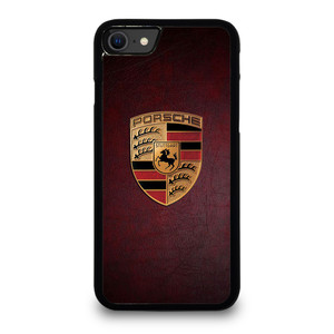 PORSCHE CAR LOGO ON RED LEATHER. iPhone SE 2020 Case Cover