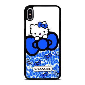 COACH NEW YORK LOGO HELLO KITTY BLUE TIE BOW iPhone XS Max Case Cover