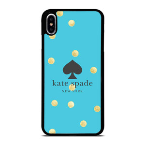 KATE SPADE NEW YORK LOGO BLUE GOLDEN POLKADOTS iPhone XS Max Case Cover