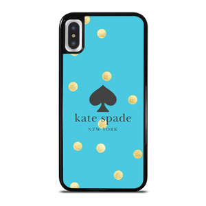 KATE SPADE NEW YORK LOGO BLUE GOLDEN POLKADOTS iPhone X / XS Case Cover