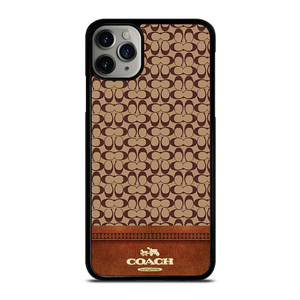 COACH NEW YORK LOGO BROWN LEATHER iPhone 11 Pro Max Case Cover