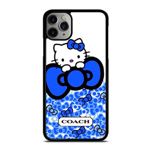 COACH NEW YORK LOGO HELLO KITTY BLUE TIE BOW iPhone 11 Pro Max Case Cover