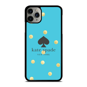 KATE SPADE NEW YORK LOGO BLUE GOLDEN POLKADOTS iPhone 11 Pro Max Case Cover