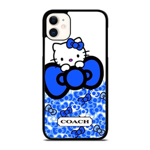 COACH NEW YORK LOGO HELLO KITTY BLUE TIE BOW iPhone 11 Case Cover