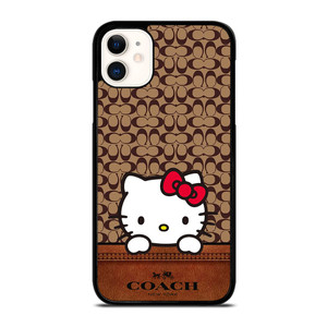 COACH NEW YORK LOGO HELLO KITTY BROWN iPhone 11 Case Cover