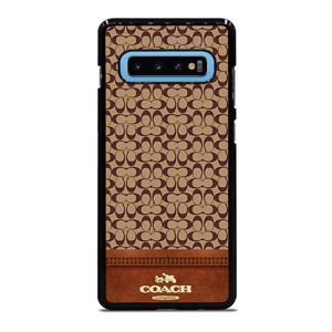 COACH NEW YORK LOGO BROWN LEATHER Samsung Galaxy S10 Plus Case Cover