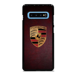 PORSCHE CAR LOGO ON RED LEATHER Samsung Galaxy S10 Plus Case Cover