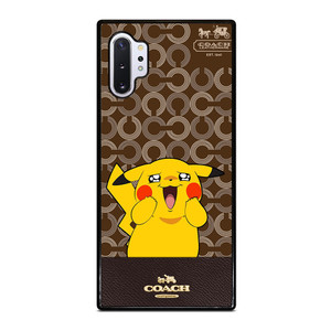 COACH NEW YORK LOGO BRWON EMBLEM X PIKACHU POKEMON Samsung Galaxy Note 10 Plus Case Cover
