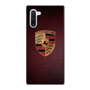PORSCHE CAR LOGO ON RED LEATHER Samsung Galaxy Note 10 Case Cover