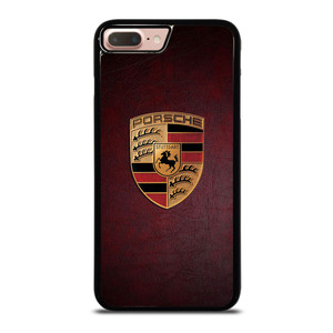 PORSCHE CAR LOGO ON RED LEATHER iPhone 7 / 8 Plus Case Cover