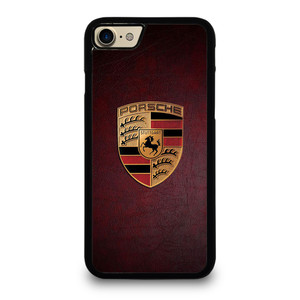PORSCHE CAR LOGO ON RED LEATHER iPhone 7 / 8 Case Cover