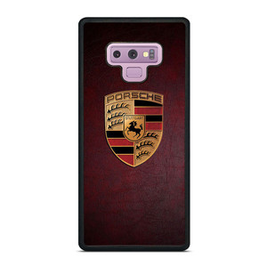 PORSCHE CAR LOGO ON RED LEATHER Samsung Galaxy Note 9 Case Cover