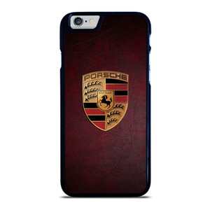 PORSCHE CAR LOGO ON RED LEATHER iPhone 6 / 6S Case Cover