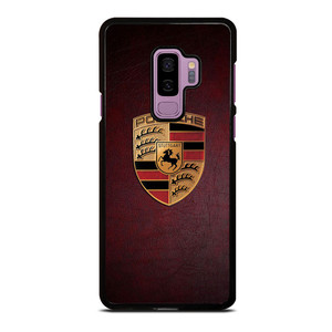 PORSCHE CAR LOGO ON RED LEATHER Samsung Galaxy S9 Plus Case Cover