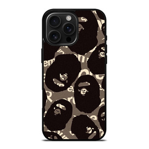 A BATHING APE SUPREME BLACK iPhone 16 Pro Max Case Cover A BATHING APE SUPREME BLACK iPhone 16 Pro Max Case Cover