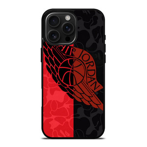 AIR JORDAN RED BLACK BAPE iPhone 16 Pro Max Case Cover
