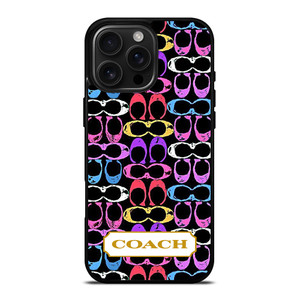 COACH NEW YORK COLORFULL BLACK PATTERN EMBLEM iPhone 16 Pro Max Case Cover