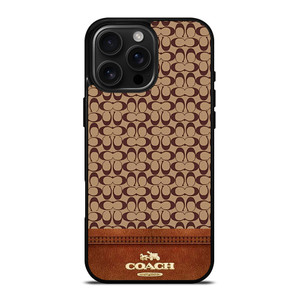 COACH NEW YORK LOGO BROWN LEATHER iPhone 16 Pro Max Case Cover
