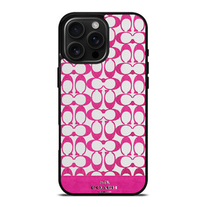 COACH NEW YORK LOGO PATTERN PINK EMBLEM iPhone 16 Pro Max Case Cover