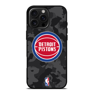 DETROIT PISTONS BLACK CAMO iPhone 16 Pro Max Case Cover