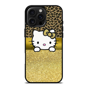 HELLO KITTY GOLD GLITTER LEOPARD iPhone 16 Pro Max Case Cover