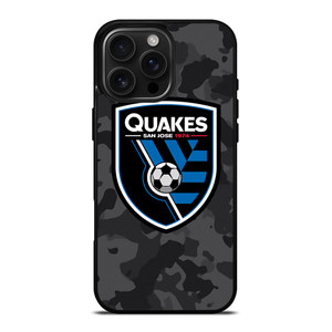 SAN JOSE EARTHQUAKES MLS BLACK CAMO iPhone 16 Pro Max Case Cover SAN JOSE EARTHQUAKES MLS BLACK CAMO iPhone 16 Pro Max Case Cover