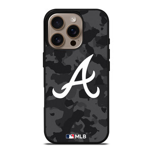ATLANTA BRAVES BASEBALL BLACK CAMO iPhone 16 Pro Case Cover