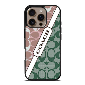 COACH NEW YORK LOGO PINK GREEN PATTERN ICON iPhone 16 Pro Case Cover