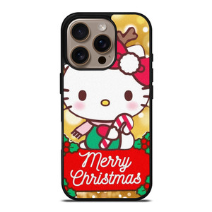 HELLO KITTY MERRY CHRISTMAS GOLD iPhone 16 Pro Case Cover
