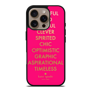 KATE SPADE NEW YORK QUOTES PINK iPhone 16 Pro Case Cover