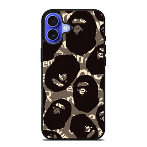 A BATHING APE SUPREME BLACK iPhone 16 Case Cover A BATHING APE SUPREME BLACK iPhone 16 Case Cover
