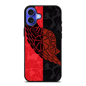 AIR JORDAN RED BLACK BAPE iPhone 16 Case Cover