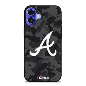 ATLANTA BRAVES BASEBALL BLACK CAMO iPhone 16 Case Cover