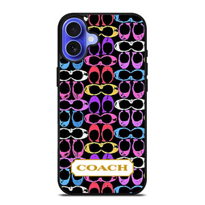 COACH NEW YORK COLORFULL BLACK PATTERN EMBLEM iPhone 16 Case Cover