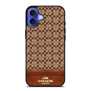 COACH NEW YORK LOGO BROWN LEATHER iPhone 16 Case Cover