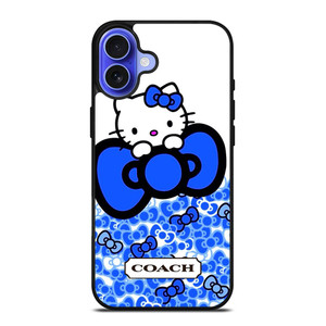 COACH NEW YORK LOGO HELLO KITTY BLUE TIE BOW iPhone 16 Case Cover COACH NEW YORK LOGO HELLO KITTY BLUE TIE BOW iPhone 16 Case Cover