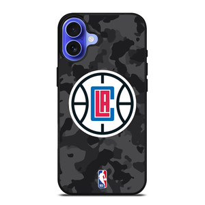 LOS ANGELES CLIPPERS BLACK CAMO iPhone 16 Case Cover LOS ANGELES CLIPPERS BLACK CAMO iPhone 16 Case Cover